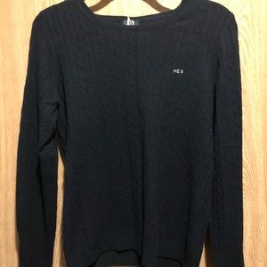 J Crew cable knit monogram sweater